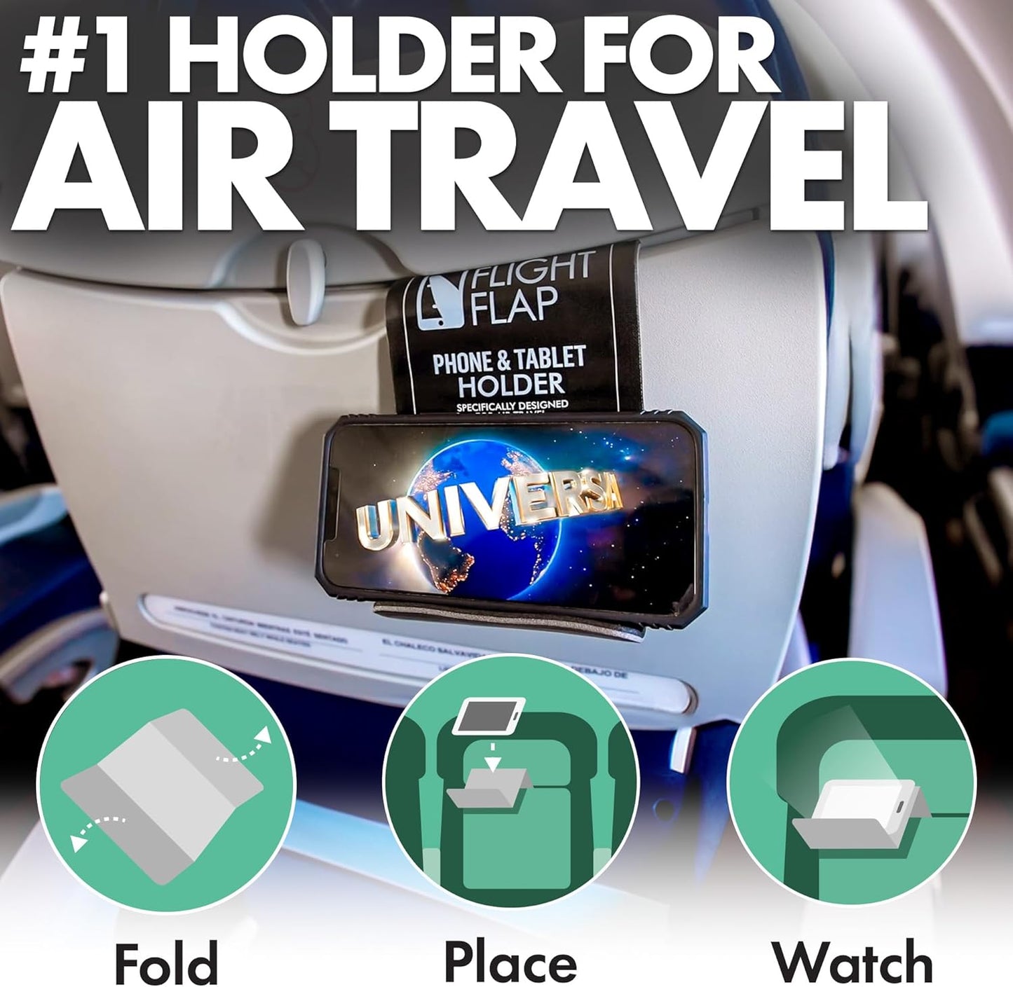 Flight Flap Airplane Phone Holder, Flexible Cell Phone Holder, Folding Cellphone Stand for Desk, Bed, Office, Treadmill - Airplane Gadgets for Long Travel Accessories - Plane Essentials (Silicone)