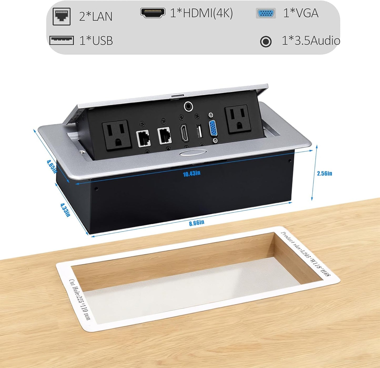 Table Pop up Power Date Center Connection Box with Outlet Network HDMI for Conference Desk