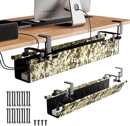 Under Desk Cable Management,No-Drill Standing Desk Cable Organizer with 2 Mounting Options - Clamp Or Screw Mounting,Upgraded Wider & Thickened Cord Holder for Home Office,38.6" L x 6" W