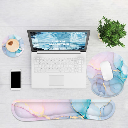 Ergonomic Mouse Pad with Wrist Rest and Keyboard Wrist Rest, Memory Foam Wrist Rest for Computer Keyboard, Easy Typing, Pain Relief, Mouse Pad Wrist Support for Gaming,Office, Laptop, Black Flower