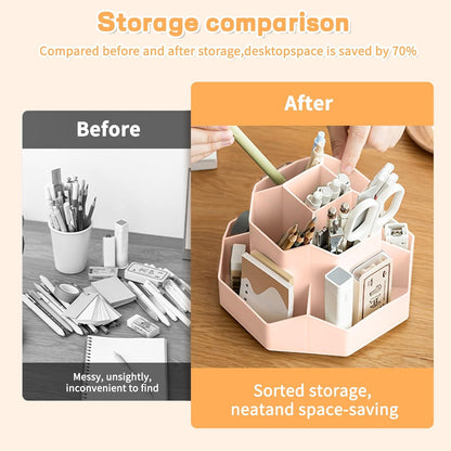 Cayxenful Pencil Pen Holder for Desk,9 Slots 360 Degree Rotating Desk Organizers,Desktop Storage Stationery Supplies Organizer, Cute Pencil Cup Pot For Office, School, Home(White)