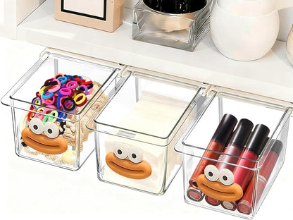 3 Pack Under Desk Storage Drawer,Self-Adhesive Slide-Out Organizer Box,Under Table Shelf Hidden Pull-Out Cabinet,Space-Saving Tray for Office Kitchen Bathroom