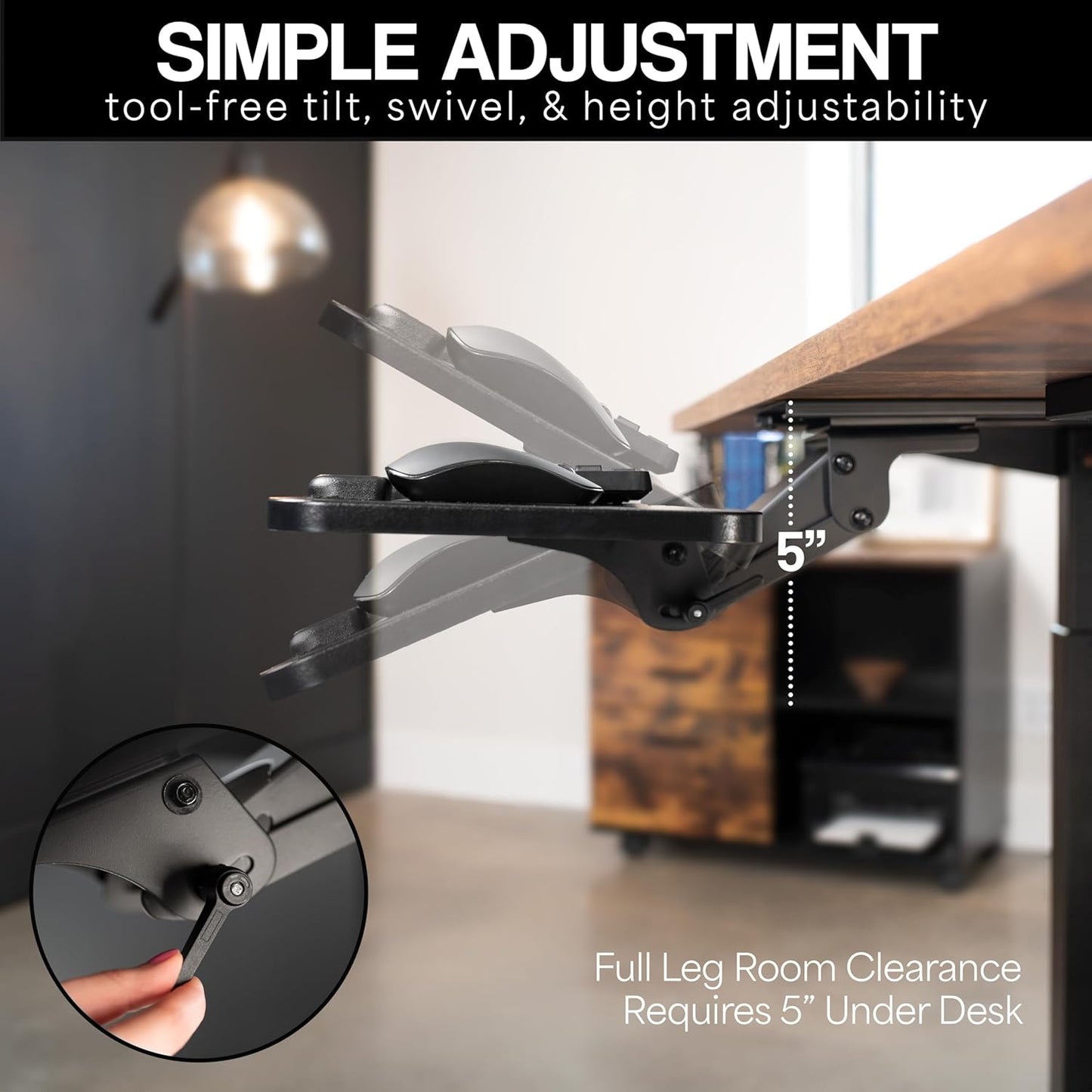 VIVO Adjustable Computer Keyboard & Mouse Platform Tray Ergonomic Under Table Desk Mount Drawer Underdesk Shelf (MOUNT-KB03B)