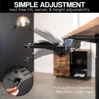 VIVO Adjustable Computer Keyboard & Mouse Platform Tray Ergonomic Under Table Desk Mount Drawer Underdesk Shelf (MOUNT-KB03B)