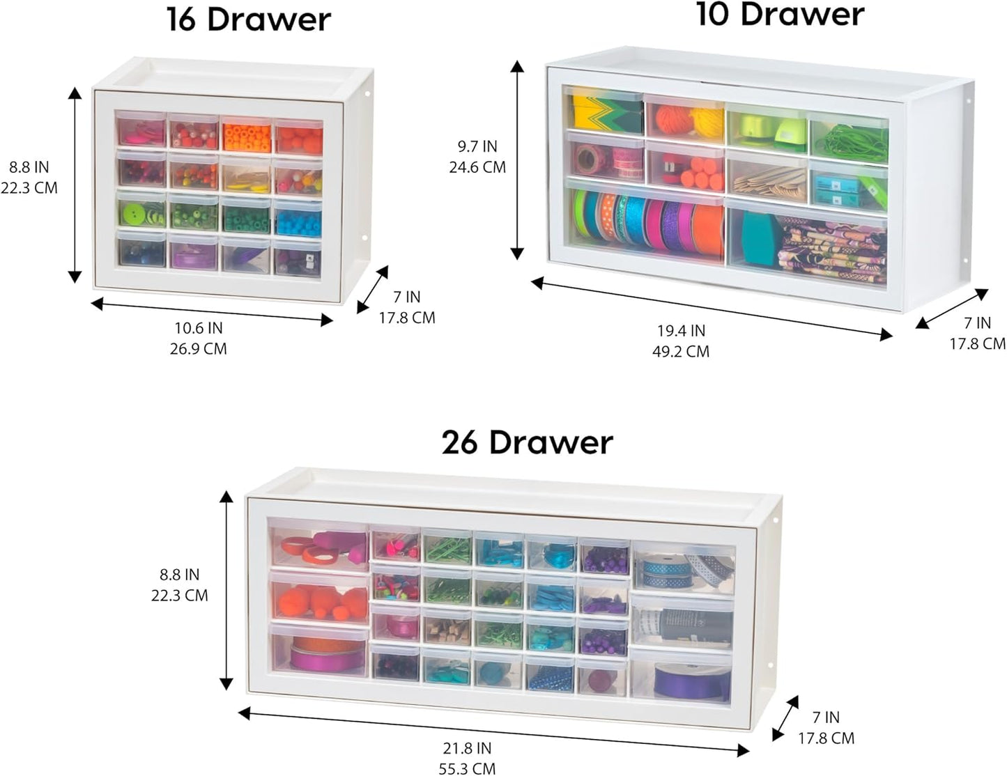 IRIS USA Small Parts Storage Cabinet, Made in USA, 64-Drawer Organizer Chest for Hardware, Screws, Nuts & Bolts, Charms, Beads, Craft Supplies, Scrapbook & Hobby Storage, Teacher Toolbox – White