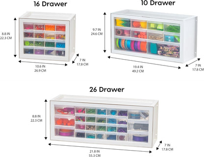 IRIS USA Small Parts Storage Cabinet, Made in USA, 64-Drawer Organizer Chest for Hardware, Screws, Nuts & Bolts, Charms, Beads, Craft Supplies, Scrapbook & Hobby Storage, Teacher Toolbox – White