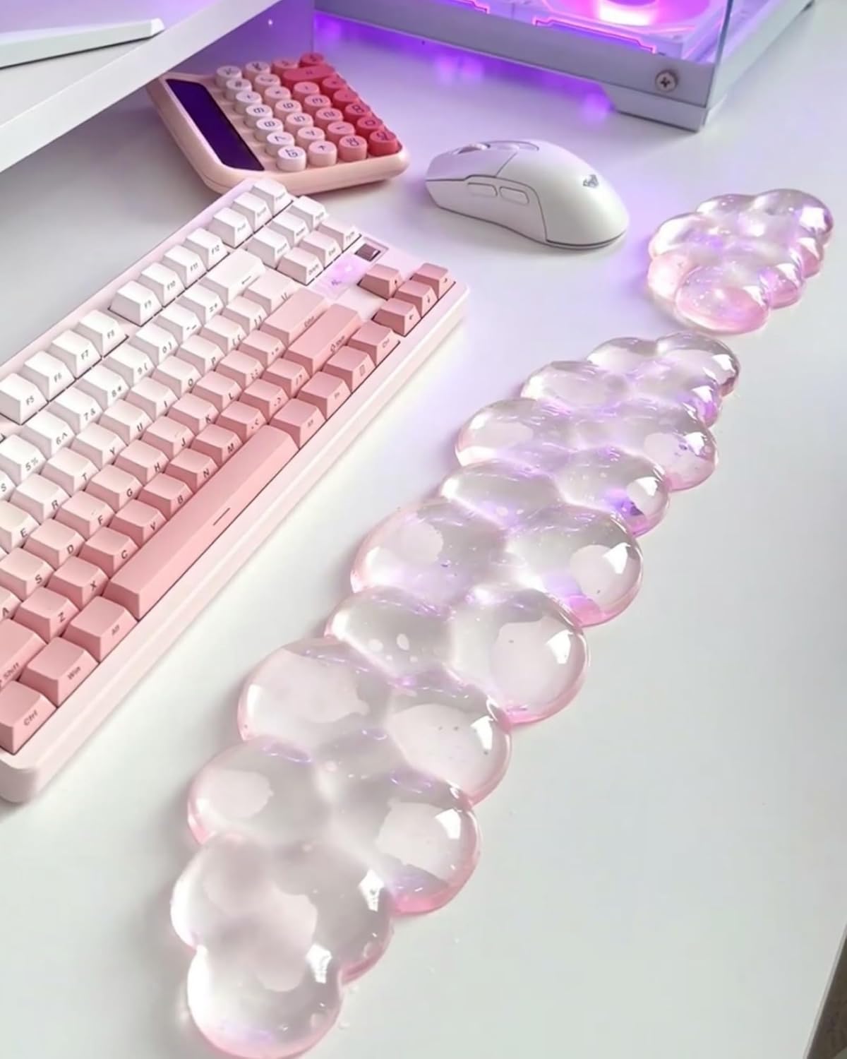 Mouse Pad with Wrist Rest, Soft Cloud Gel Keyboard Mouse Pad Set with Hand Wrist Support, Cute Non Slip Office Desk Accessories for Comfort/Pain Relief/PC Gaming/Computer/Laptop, (Clear Cloud)