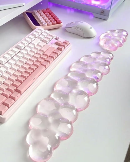 Mouse Pad with Wrist Rest, Soft Cloud Gel Keyboard Mouse Pad Set with Hand Wrist Support, Cute Non Slip Office Desk Accessories for Comfort/Pain Relief/PC Gaming/Computer/Laptop, (Clear Cloud)