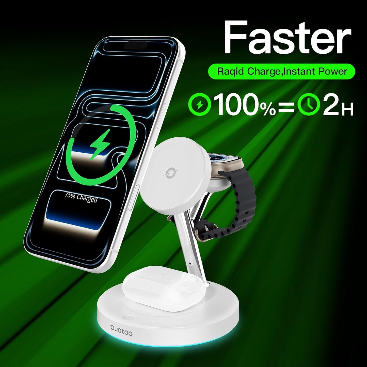 New 3 in 1 Charging Station for Apple Compatible with Magsafe Charger Stand for iPhone 17 16 15 14 13 12 Wireless Charging Station for AirPods Wireless Charger for iWatch Series