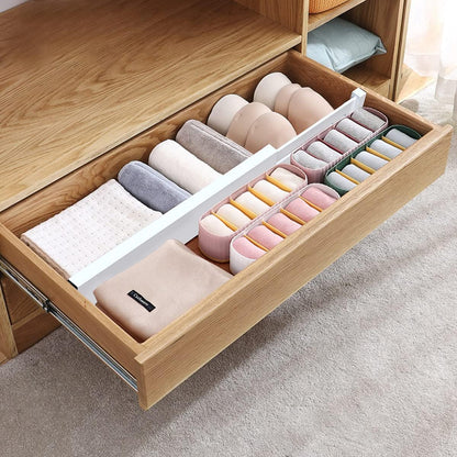 ANTOWIN Bamboo Drawer Dividers Organizers, Drawer Separators Splitter,17-22 inches Long Adjustable Spring-loaded Organizer for Large Utensil, Clothes, Tools Drawers(yellow)