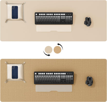 DAWNTREES Dual Sided Desk Mat,Leather Desk Pad,Cork Desk Mat Protector,with PU Leather Valet Tray Organizer,Large Mouse Pad,Desk Writing Pad for Office and Home(Dark Green 31.5"x15.8")