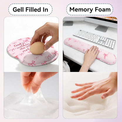 Desk Mat Set + Keyboard and Mouse Pad with Wrist Rest Support,4-in-1 Large Mousepad Computer Mats for Desktop Home & Office-Purple Butterflies