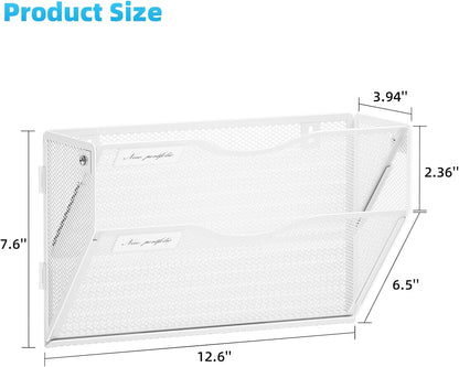 Marbrasse Wall File Holder 2-Tier Hanging Wall File Organizer, Mesh Mail Holder for Papers, Wall Mount File Clipboard & Magazine Organizer Great for Office Home (Black)