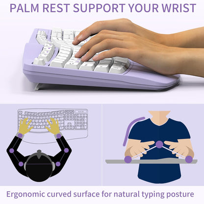 Wireless Keyboard and Mouse Combo,2.4G Full Size Wave Keys Ergonomic Keyboard with Wrist Rest for Natural Typing, 3 DPI Adjustable Ergonomic Silent Mouse for Computer/Laptop/Windows/Mac (Gray)