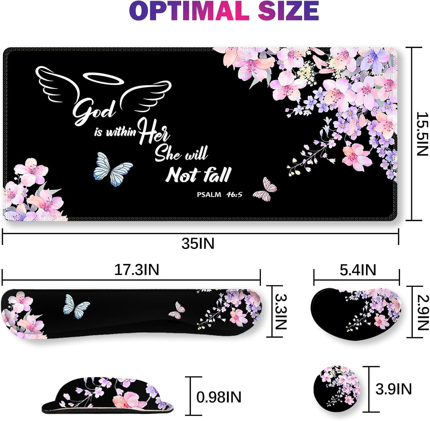 ArtSo Upgraded Wrist Rest Support for Mouse Pad & Keyboard, Ergonomic Gel Mousepad Non-Slip Rubber Base Home,Office Pain Relief, Easy Typing Cushion Neoprene, Soft Memory Foam, Purple Heart Butterfly