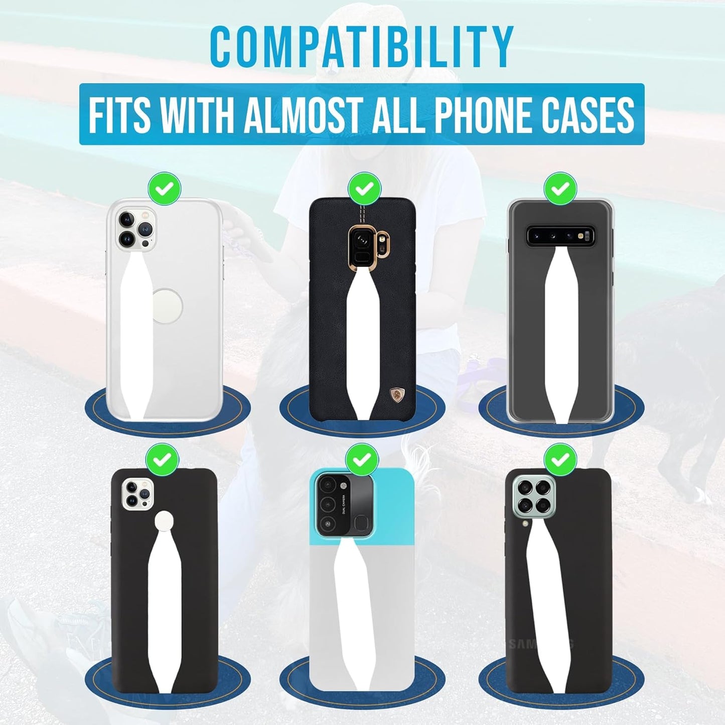 Switchbands Universal Phone Grip Strap – Customizable Phone Holder for Hand, Wireless Charging Safe Phone Handle Grip, Reuseable Phone Strap for iPhone, Samsung & Android Cases - Metallic Rose