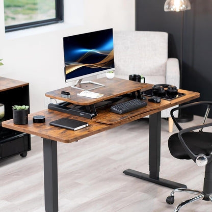 VIVO 26 inch Desk Converter, K Series, Height Adjustable Sit to Stand Riser, Dual Monitor and Laptop Workstation with Keyboard Tray, Black, DESK-V026KB