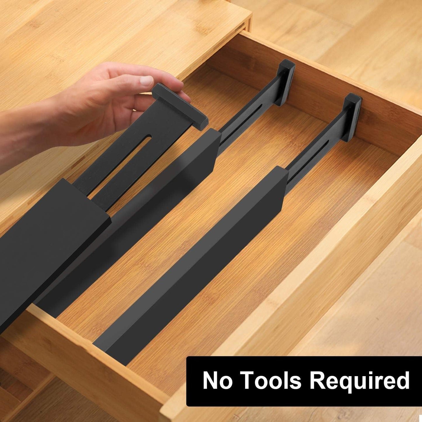 Bamboo Drawer Dividers,17-22" Adjustable Kitchen Drawer Organizer for Clothes,4 Pack Expandable Drawer Organization Separators for Bedroom,Bathroom,Dresser and Office,Natural