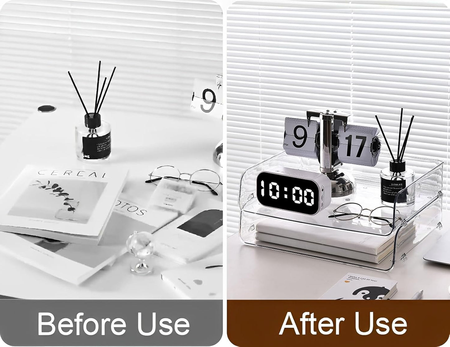 Gagee 4 Pack Paper Organizer for Desk,Stackable Paper Tray Book Holder for Classroom,Office and More,Letter Tray Desk Organizer,Clear