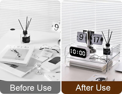 Gagee 4 Pack Paper Organizer for Desk,Stackable Paper Tray Book Holder for Classroom,Office and More,Letter Tray Desk Organizer,Clear
