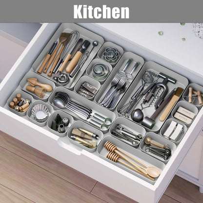 Plastic Drawer Organizers, 10 PCS Drawer Organizer Bins, Bathroom and Vanity Organizer Plastic Tray, Makeup organizer and storage for Makeup, Bedroom, Kitchen Gadgets Utensils and Office (Green)