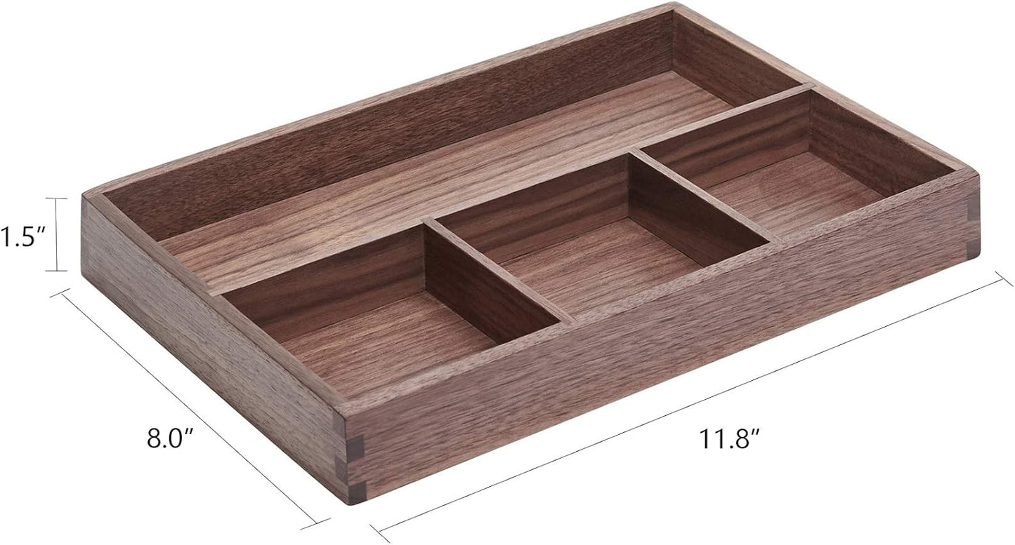 pandapark Wood Organizer Tray,Black Walnut,Desk & Drawer Storage Box (Maple Master)