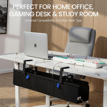 36" Under Desk Cable Management Tray- Clamp/Screw Mount Desk Cable Organizer Cable Tray Hiders for Office&Home