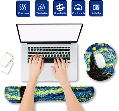 ArtSo Upgraded Wrist Rest Support for Mouse Pad & Keyboard, Ergonomic Gel Mousepad Non-Slip Rubber Base Home,Office Pain Relief, Easy Typing Cushion Neoprene, Soft Memory Foam, Purple Heart Butterfly