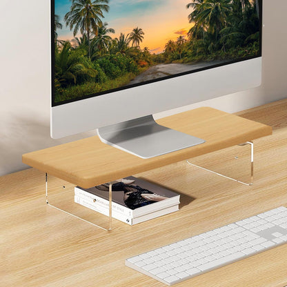 Monitor Stand Riser 2.16/3.34 Inch 2 Height Adjustments Acrylic Stand with Installation Tool, Desk Organizer Accessories Office Desk Storage Rack Screen/PC/Printer/Laptop Riser 7.8 x 15.7 Inch (White)
