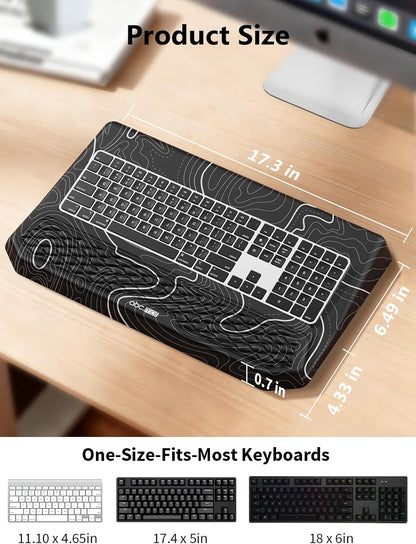 2-in-1 Ergonomic Keyboard Stand with Wrist Rest, Comfy Keyboard Riser Holder with Massage Design, Black