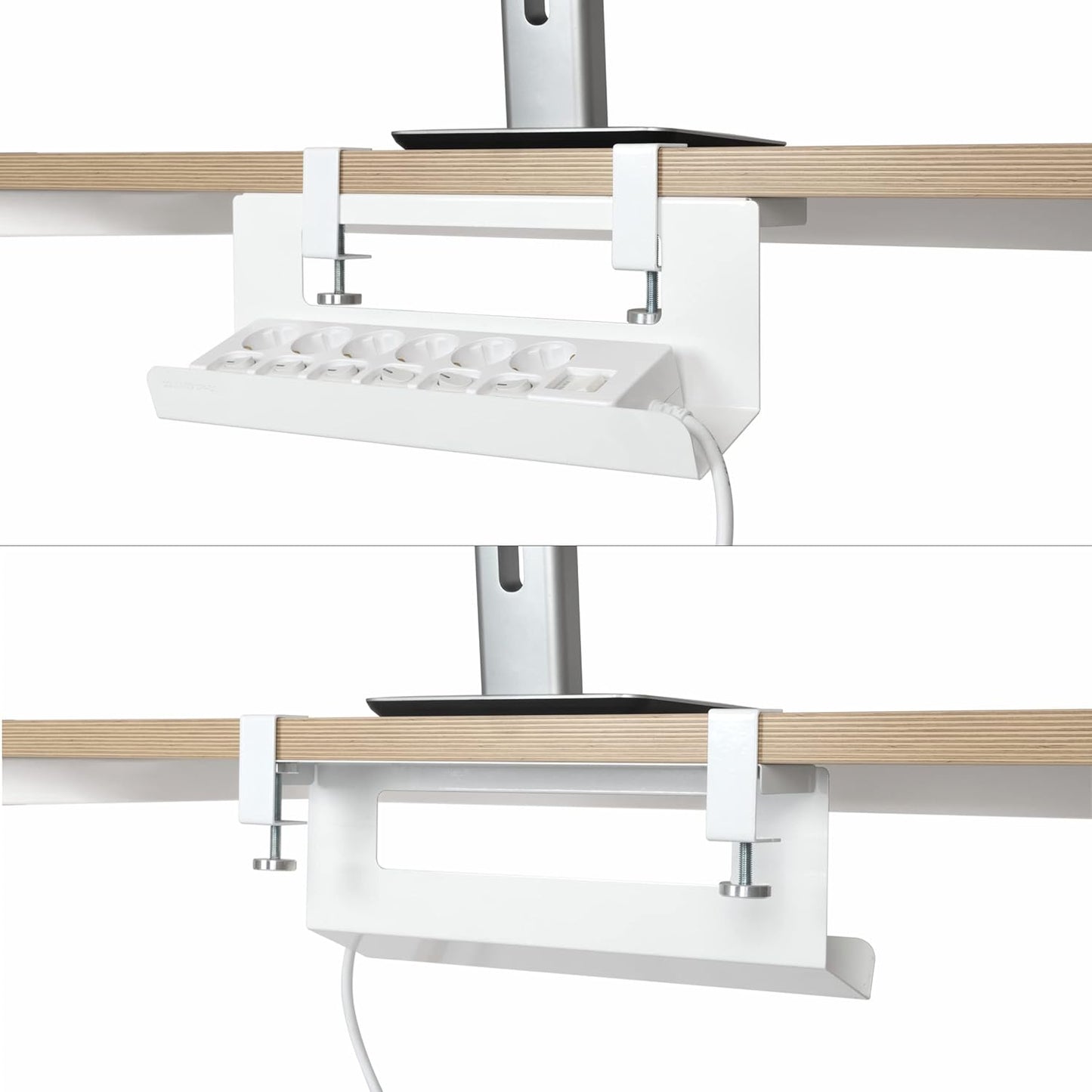 Under Desk Cable Management Tray, Cord Hider, Cord Organizer, Cable Organizer, Cable Hider, Cord Management, No Drilling Required - White Cable Manager for Desk