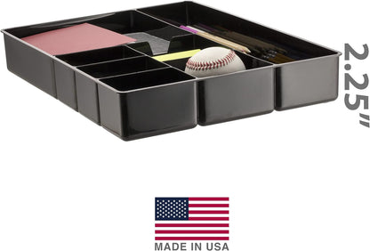 Officemate Deep Drawer Organizer Tray, 8 Compartments, 2 1/4"H x 15 1/8"W x 11 1/2"D, Black