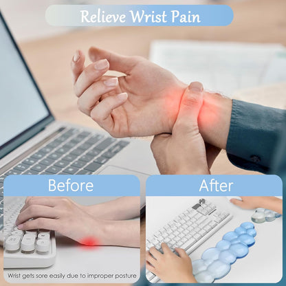 Gel Wrist Rest for Keyboard and Mouse Square Blue Plaid Clear Keyboard Wrist Rest Transparent Ergonomic Cute Checkered Mouse Wrist Pad Silicone Non-Slip Support for Computer Laptop Gaming Home Office