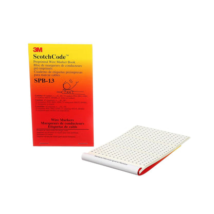 3M ScotchCode Pre-Printed Wire Marker Book SPB-03, Vinyl Coated, Black Printed Numbers (10) each 1–45, White Background Highlights Characters, 1 Book
