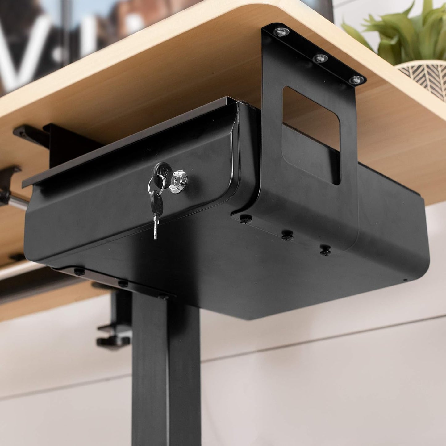 VIVO 13 Inch Under Desk Lockable Slide Out Drawer, Secure Home Office Storage Organizer, Steel, Black, DESK-AC03L-B
