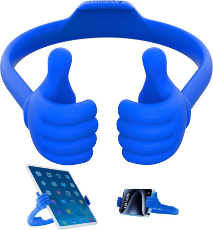 Honsky Thumbs-up Cell Phone Stand Holder,Tablet Stand Cradle for Desk Desktop Smartphone Cellphone Mobile Phone,Tablets - Universal, Adjustable Flexible,Blue