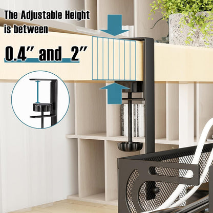 No Drill Under Desk Cable Management Tray, SONATURE 15.7" Cord Organizer for Table, Clamp Mount Desk Cable Management, Premium Carbon Steel Cable Organizer for Office, Home (Black)