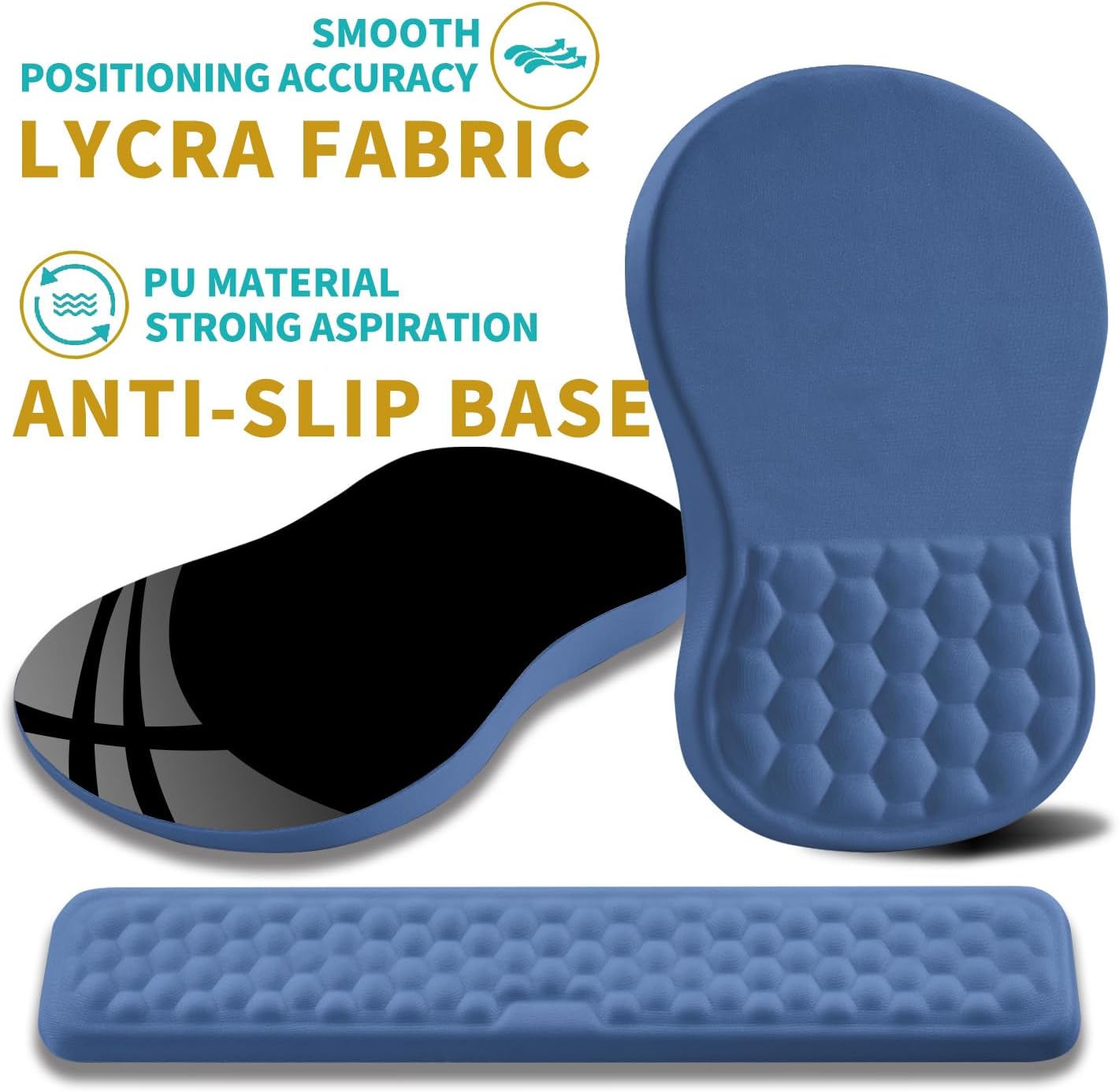 Hokafenle 2 in 1 Ergonomic Mouse Pad Wrist Support & Wrist Rest for Computer Keyboard Set, with Relieve Carpal Tunnel Pain Massage Bulge and Full Memory Gel Design (2In1 Set, Light Green)