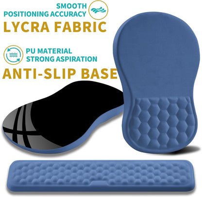 Hokafenle 2 in 1 Ergonomic Mouse Pad Wrist Support & Wrist Rest for Computer Keyboard Set, with Relieve Carpal Tunnel Pain Massage Bulge and Full Memory Gel Design (2In1 Set, Light Green)