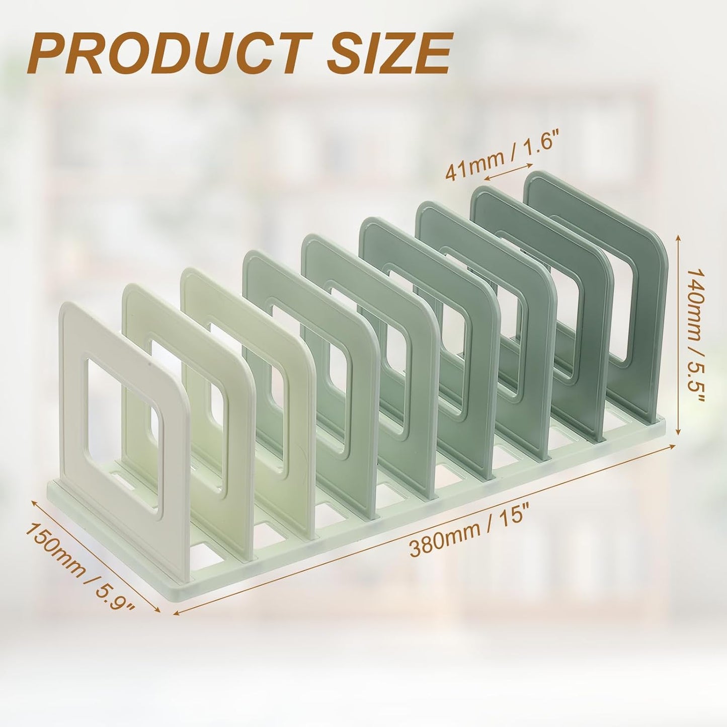 PATIKIL Vertical File Organizer, 8 Slots Desk File Organizer Vertical Upright Holder Plastic Adjustable Shelf Dividers for Desktop Sorter Office Magazine Rack Stand Bookshelf, Green