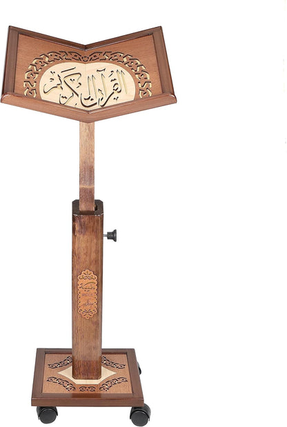 Prayer Book Holder Stand Ramadan Gift Rihal Rehal Wooden Carved Gift (Adjustable White)
