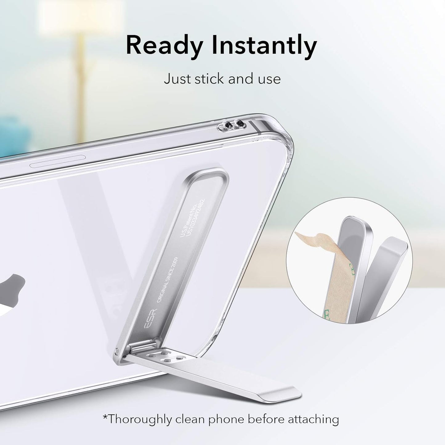 ESR Boost Phone Kickstand, Vertical and Horizontal Stand, Adjustable Angle, Compatible with iPhone Air 17 Pro Max, iPhone 17e/16/15/14/13/12, Samsung Galaxy S26/S25/S24/S23 Series, Google, Black