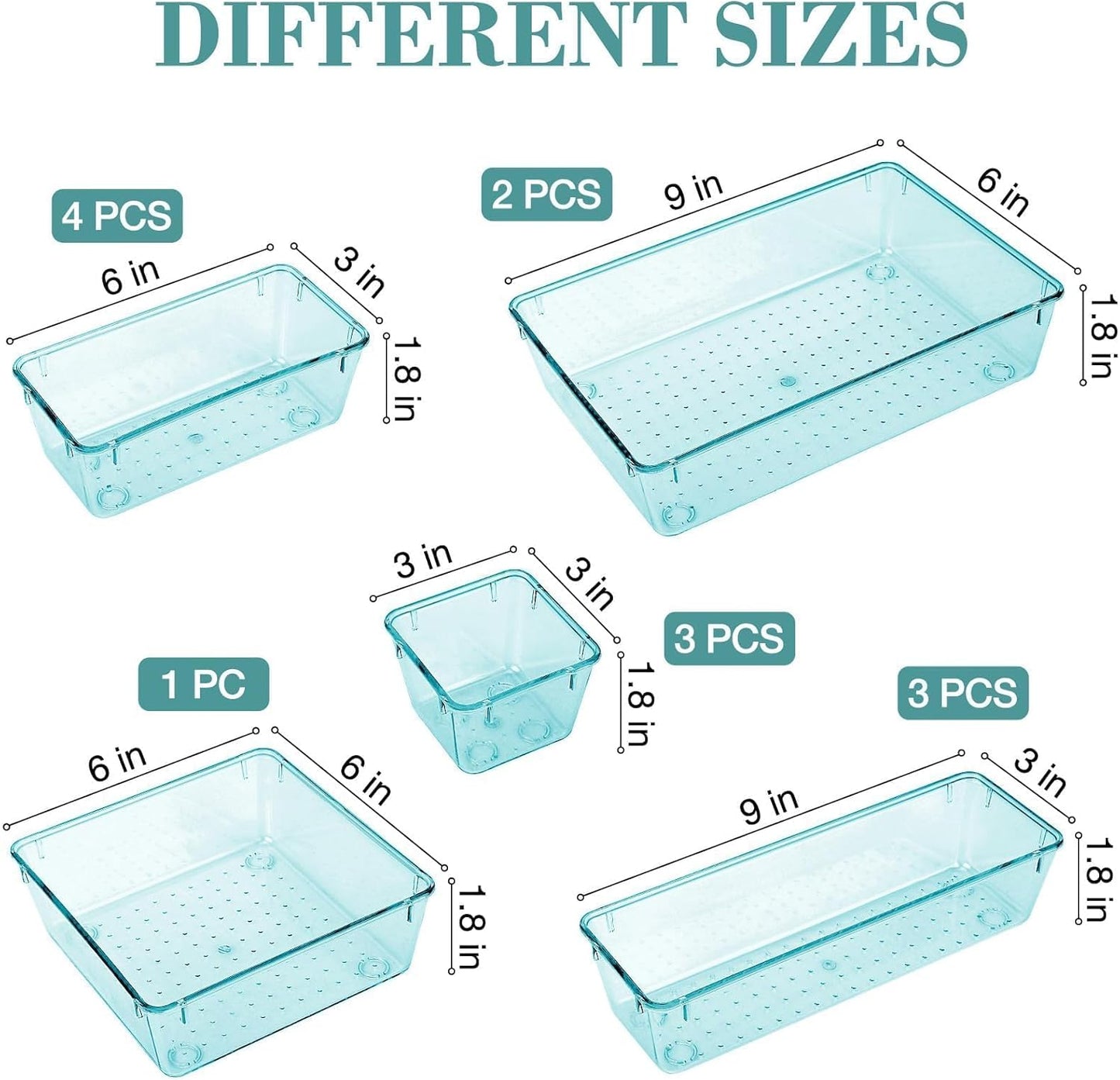 StorMiracle 16 PCS Drawer Organizer Set, 5 Varied Size Bathroom and kitchen Drawer cabinet organizer Trays, Clear Storage Bins for Makeup, Jewelry, Utensils and Gadgets
