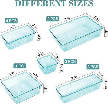 StorMiracle 16 PCS Drawer Organizer Set, 5 Varied Size Bathroom and kitchen Drawer cabinet organizer Trays, Clear Storage Bins for Makeup, Jewelry, Utensils and Gadgets