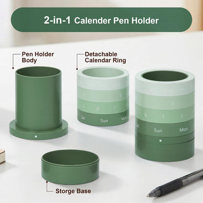 Comix Calender Pen Holder for Desk, Cute Pencil Holder Pen Organizer, Brown Platsic Pen Pencil Cup for Home School Office Supplies