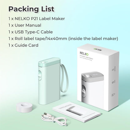 Nelko Label Maker Machine with Tape, P21 Bluetooth Label Printer, Wireless Mini Label Makers with Multiple Templates for School Office Home, White
