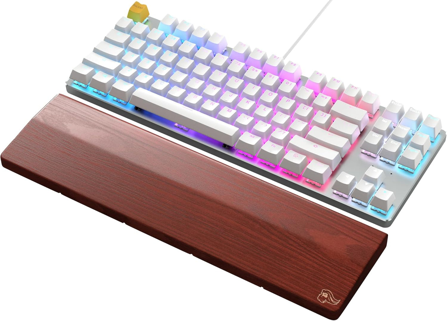 GLORIOUS Gaming Wooden Keyboard Wrist Rest (Compact) - White Ash Wood, Medium-Coarse Grain, Smooth Surface, Sweat & Oil Resistant, Easy Clean, Anti-Slip Rubber Base, 13" x 4" x 0.79" - Onyx