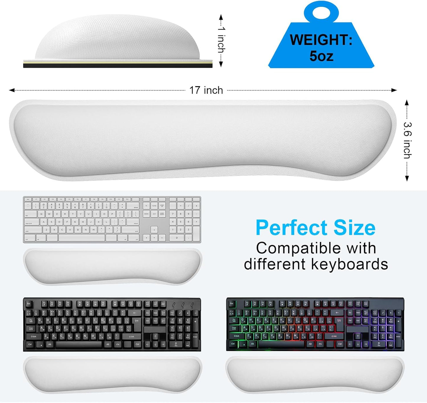 Dapesuom Enlarge Keyboard Wrist Rest, Cute Memory Foam Keyboard Wrist Cushion for Computer Desk Mats Support, Typing Pain Relief Ergonomic Mouse Pad Rests with Non-Slip Base for Gaming, Laptop, Purple