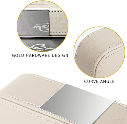 SANZIE Luxury Leather Tray Desktop Storage Catchall Organizer Decorative Tray for Entryway Table to Hold Jewelry Watch Keys Phone Wallet (Metal Glided, Black)