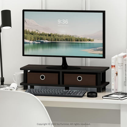 Furinno Turn-N-Tube Corner Monitor Riser Stand with Stainless Steel Tubes, Americano